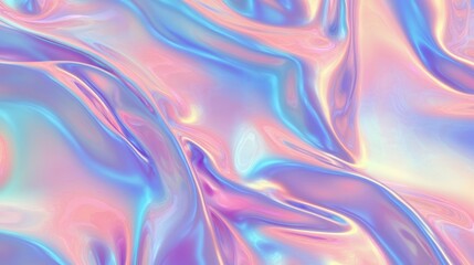 Obraz premium iridescent holographic Abstract trendy background. Holography abstract background in blue pink colors. Hologram color wrinkled pearlescent foil.