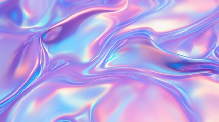 Obraz premium iridescent holographic Abstract trendy background. Holography abstract background in blue pink colors. Hologram color wrinkled pearlescent foil.