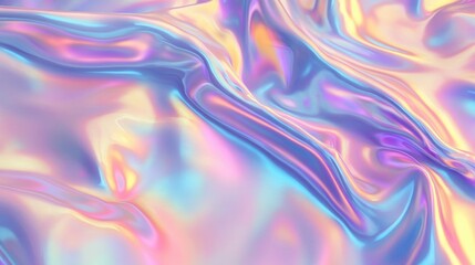 Obraz premium iridescent holographic Abstract trendy background. Holography abstract background in blue pink colors. Hologram color wrinkled pearlescent foil.