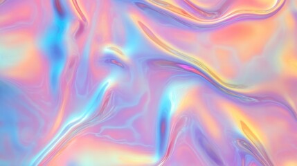 Fototapeta premium iridescent holographic Abstract trendy background. Holography abstract background in blue pink colors. Hologram color wrinkled pearlescent foil.