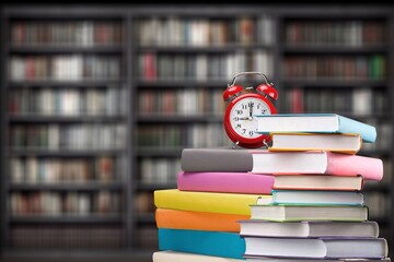 Many books at school library background