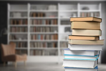 Many books at school library background