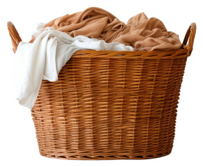 Wicker basket with laundry