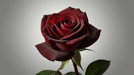 red rose with perfectly sharp, velvety petals. The rose should have a natural shine, with light reflecting off the smooth surface of the petals.