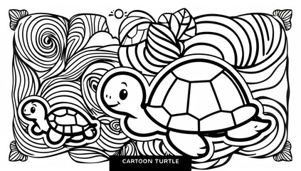 Fototapeta premium Coloring page, cute turtle