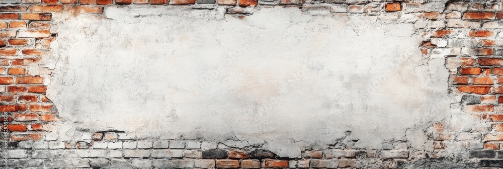 Aufkleber a weathered brick wall with a rugged texture has a large blank space ideal for customizable text or 