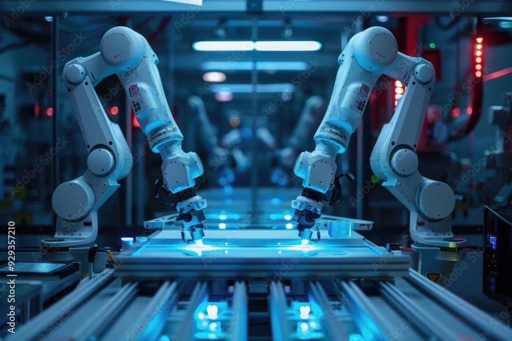 Aufkleber group of robots standing in a room