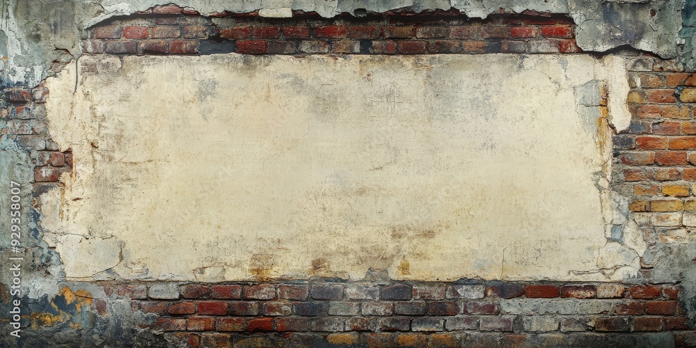 Poster this weathered wall features rustic textures and a blank space ideal for customizable text or graphi