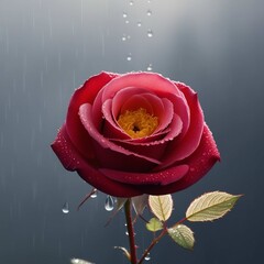 red rose with drops