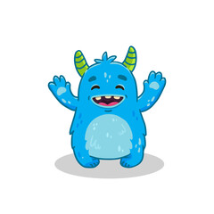 Cute cartoon monster on white background. Blue Monster Icon. Happy Alien. Doodle Funny monster. Vector illustration
