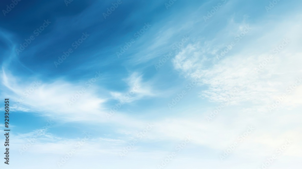 Poster a serene sky with soft clouds and a gradient of blue tones.