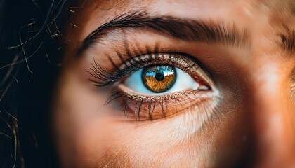 Fototapeta premium Close-Up of Reflection in a Woman's Eye: Contemplation of Belief in Jesus Christ and His Sacrifice