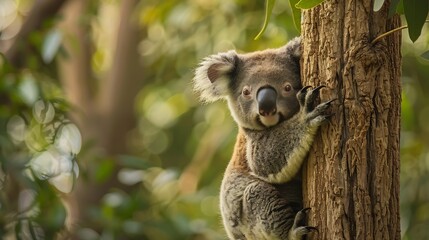Fototapeta premium cute koala on tree branch australia wildlife 