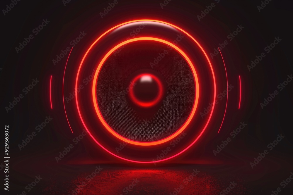 Poster a close-up shot of a bright red light in a darkened room, perfect for use as a spotlight or attentio