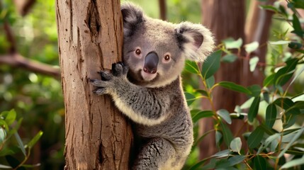 Fototapeta premium cute koala on tree branch australia wildlife 