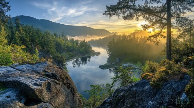 Serene Potholes valley wakes in Sooke.