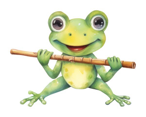 PNG Frog playing Flute animal amphibian wildlife.