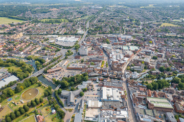Obraz premium Newbury, Downtown center, Berkshire, South England. Beautiful aerial view