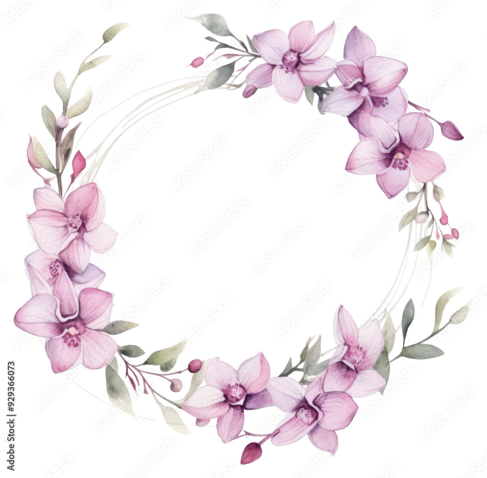 Canvas Prints PNG Delicate floral wreath illustration