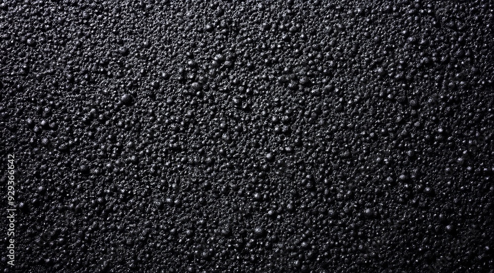 Aufkleber this image shows a detailed closeup of a black polystyrene foam surface, emphasizing its distinct te