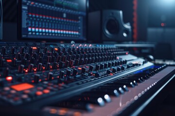 A close-up shot of a keyboard and monitor