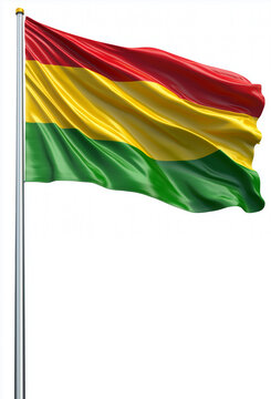Bandera de Bolivia en un m&aacute;stil aislada en un fondo blanco. 
