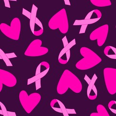 Breast cancer month seamless pink ribbon day mammogram pattern