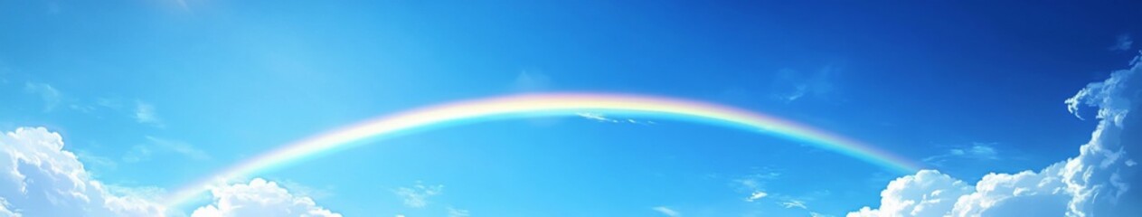 Fototapeta premium Kaleidoscopic anime-style Skyline: A Whimsical Anime-Style Illustration of a Rainbow Across a Cerulean Sky,Anime-Style,illustration,Picture BooksFor Poster,Novel,UI,WEB,Game,Design,Abstract