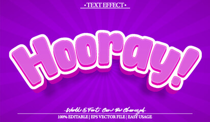 Obraz premium Hooray Comic Vector Text Effect Editable Alphabet Retro Funny Super Red Blue