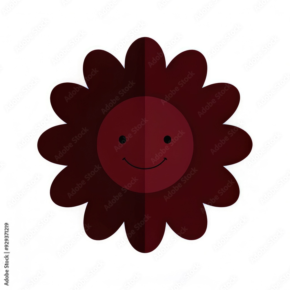 Wall mural Flower with a cheerful and sad face design on contrasting halves. Generative AI