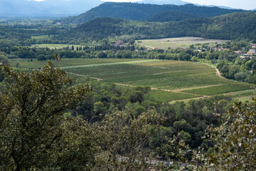 Naklejka premium view on Provencal village and hills in the French Riviera back country in late summer