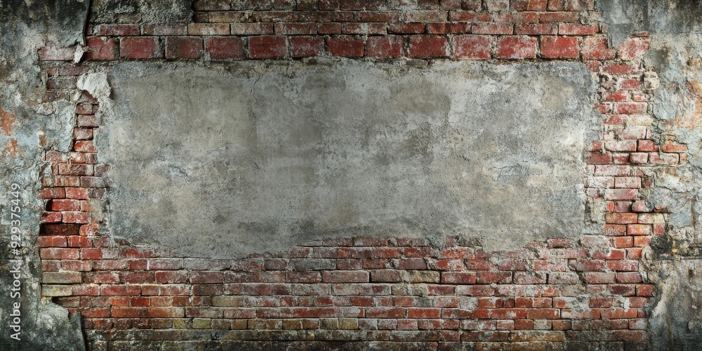 Poster this wall features a textured brick design with a central blank area, ideal for inserting custom tex
