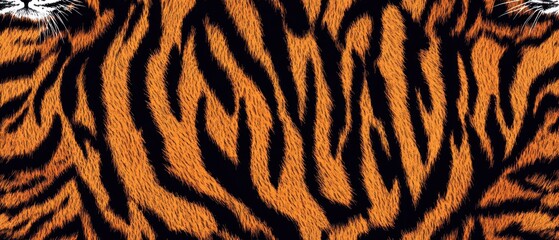 Close-up of a Tiger's Fur with Whiskers