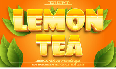 Lemon Tea Vector Text Effect Editable Alphabet Leaf Plant Herb Drink Relax Fresh