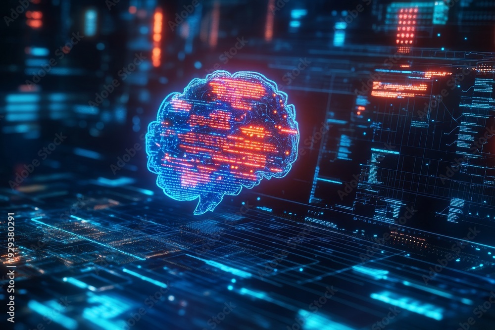 Poster ai data analysis process for business planning in technology corporate network concept