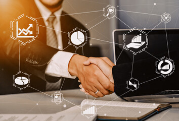 Data Analysis for Business and Finance Concept. Graphic interface showing future computer...