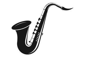 Saxophone silhouette high-quality vector illustration on a white background.