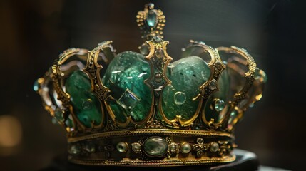 Fototapeta premium A king's crown with a large central gem, symbolizing the pinnacle of power and authority.