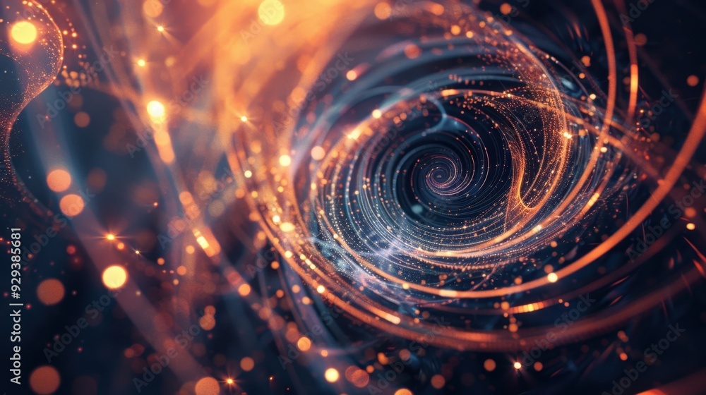 Poster abstract glowing circle lines with a soft blur effect, creating a dreamy and futuristic visual exper