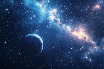 Space cosmic illustration with planets scene created with Generative AI