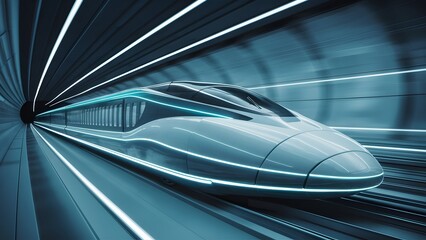 Maglev racing through underground tunnel