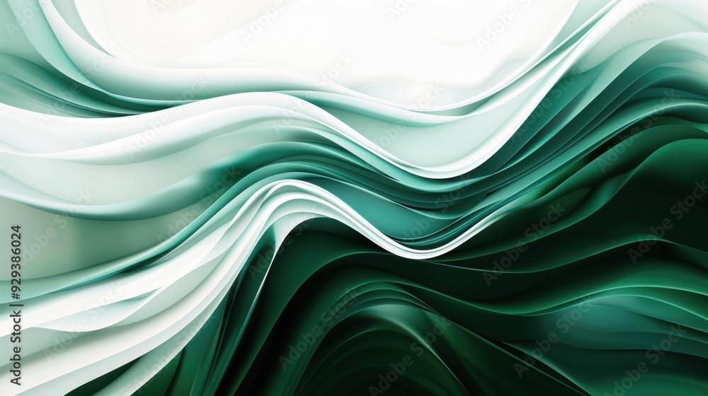 Poster abstract green and white gradient with smooth transitions and dynamic patterns, ideal for modern des