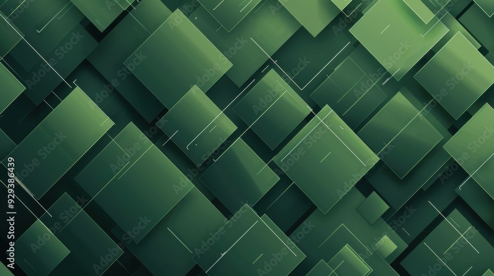 Poster abstract green geometric patterns with smooth gradients, ideal for modern design backgrounds.