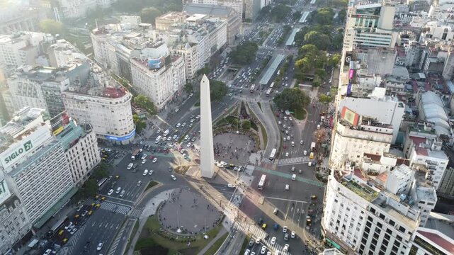Capture the essence of Buenos Aires with breathtaking drone footage of the Obelisk. Ideal for tourism promotions, documentaries, and creative projects that highlight Argentina's iconic landmark