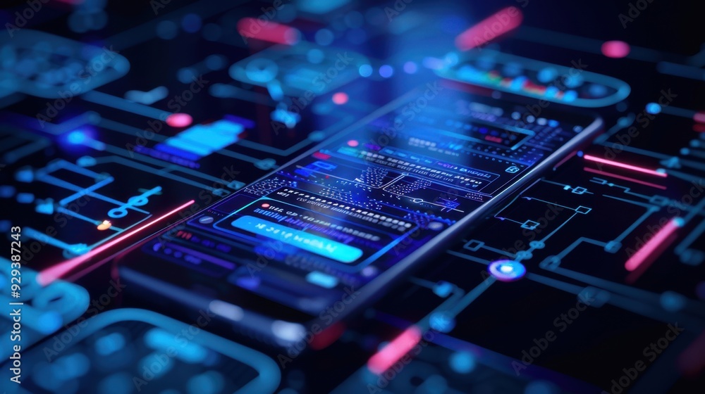 Poster ai chatbot interface on a smartphone screen with conversation bubbles and user interaction.