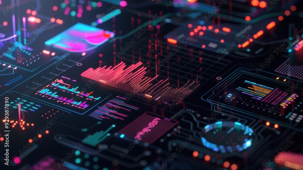 Poster ai-powered analytics platform with detailed charts and graphs illustrating data trends.