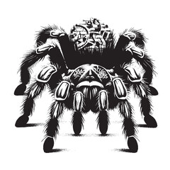 Obraz premium silhouette of tarantula front, filled with graffiti street wall in rough drawing, animal,