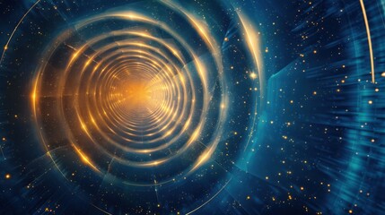 Obraz premium Concentric glowing circle lines radiating outward, creating a hypnotic and energetic abstract design.