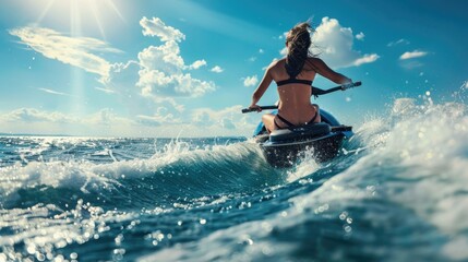 A person enjoying water sports in the open sea