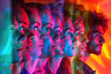 Fototapeta premium A group of people standing together, possibly friends or family